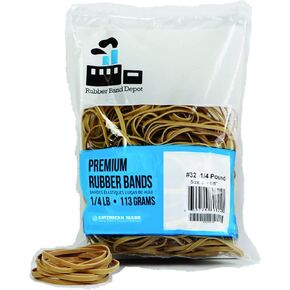 Rubber Bands, Rubber Band Depot, Size #32, Approximately 185 Rubber Bands Per Bag, Rubber Band Measurements: 3" x 1/8'' - 1/4 Pound Bag
