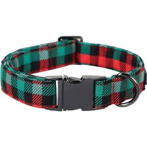 Maca Bates Pink Christmas Dog Collar Gift for Dogs Cotton Cute Soft Adjustable Puppy Collars Winter Holiday Vacation Pet Collat for Small Medium Large Girl Boy Female Male with Metal Buckle