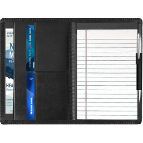 مجلد محفظة الأعمال A5 Padfolio، منظم مجلد المستندات بحجم صغير، Padfolio مع جيب داخلي وحلقة قلم، تتضمن لوحة كتابة 5 × 8
