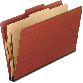 Pendaflex 2157R مجلدات مضغوطة بأربعة أقسام، قانوني، 2/5 علامة تبويب، أحمر (صندوق من 10)