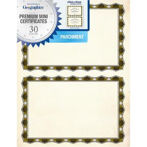 Geographics Mini Parchment Certificates, 5-1/2" x 8-1/2", Crown Gold, Pack Of 30