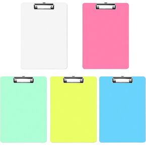 5 Pack A6 Clipboards Plastic Colorful Mini Clipboard Clip Boards with Low Profile Clip for Classrooms Offices Restaurants Translucent Colors (A6)