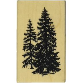Inkadinkado Pine Tree Wood Stamp for Arts and Crafts, 2.5'' W x 1.5'' L
