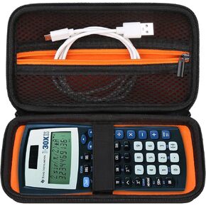Elonbo Carrying Case for Texas Instruments TI-30XIIS/ TI-30X IIS 2-Line Scientific Calculator, Extra Mesh Pocket Fits Charging Cable, Charger, Manual, Black