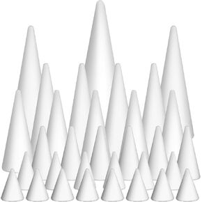 Youdaju 32 حزمة الحرفية رغوة المخاريط رغوة شجرة المخاريط السائبة أحجام متنوعة الأبيض البوليسترين المخاريط على شكل رغوة لشجرة عيد الميلاد مشروع ديكور الزفاف عطلة لوازم المنزل DIY المشاريع الفنية in Kuwait