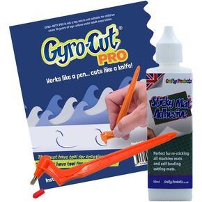 Gyro-Cut Genuine PRO Starter Set - Cutting Tool with Sticky Mat Adhesive - Rotating Standard Cut Paper Blade - Stencil Making and Scrapbooking - Compatible with CRICUT