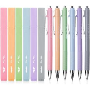 Mr. Pen- Aesthetic Highlighters and Pens No Bleed, 12 Pack, Assorted Colors Bible Highlighters No Bleed, Black Ink Bible Pens, No Bleed Highlighters for Bibles, Bible Pens No Bleed Through