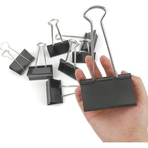 3-Inch Extra-Large DSTELIN Binder Clips - Heavy-Duty Black Paper Clamps, 75mm Width, 8-Count Set for Office Organization