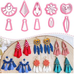 Keoker Macrame Polymer Clay Cutter, Clay Cutters for Polymer Clay Jewelry, Boho Polymer Clay Cutters for Earrings Making, Tassel Clay Cutters, 21 Shapes Polymer Clay Earring Cutters