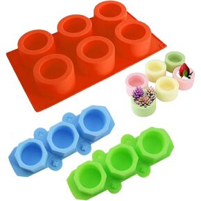 Haploon Silicone Planter Mold Hexagonal Silicone Molds Candle Pot Mold and 6 Holes Hexagonal Planter Mold, DIY Craft for Flower Pot Silicone molds Small Flower