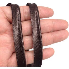 PEPPERLONELY 5 Meters Cord-Edge -Piping Trim Satin -Lip Cord for Clothing Pillows, Lamps, Draperies, Brown 12mm