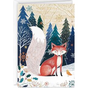 Hallmark UNICEF Boxed Christmas Cards, Folk Art Fox (12 Cards and 13 Envelopes)