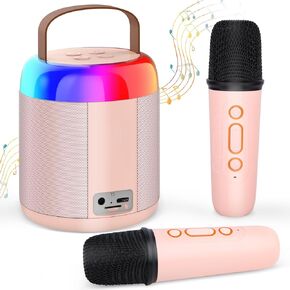 Karaoke Machine for Kids Adults, Portable Bluetooth Karaoke Speaker with Wireless Microphone and Colorful Light Portable Singing Microphone Popular Birthday Gifts for Girls Age 4, 5, 6, 7, 9,10+
