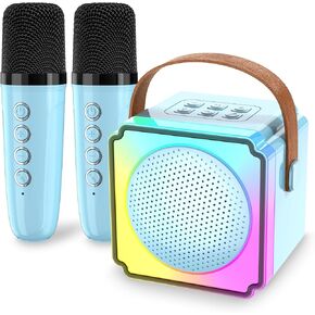 Mini Karaoke Machine for Kids Adults, Portable Bluetooth Speaker with 2 Wireless Microphones, Birthday Toys for Girls Ages 4 5 6 7 8 9 10 11 12+ Years Old Toddler