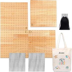 Svartur 4 Pcs (Total 17") Expandable Crochet Blocking Board with Magnetic Interior Edges, 40 Pegs, Large Blocking Boards for Crochet Projects with Pegs, Granny Square Blocking Mat Board