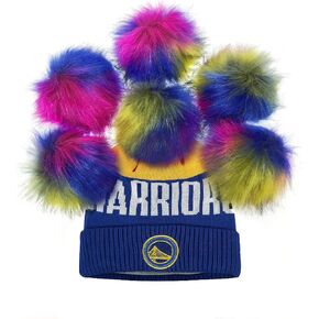 Furryvalley Faux Fur Pompom 6pcs DIY Crafts Fluffy Balls for Hat Shoes Scarves with Snap Fastener Removable Knitting Hat Horse Riding Hat Silk Accessories 6 Inch Extra Large (Multicolored)