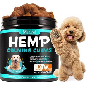 Hemp Calming Chews for Dogs, Dog Training & Behavior Aids, Dog Calming Treats, Natural Soothing Snacks Hemp + Valerian Root, Dog Anxiety Relief & Aggressive Behavior, 110PCS Calming Dog Treats