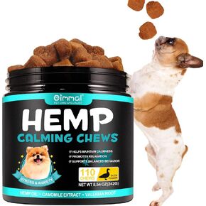 Hemp Calming Chews for Dogs, Dog Training & Behavior Aids, Dog Calming Treats, Natural Soothing Snacks Hemp + Valerian Root, Dog Anxiety Relief & Aggressive Behavior, 110PCS Calming Dog Treats