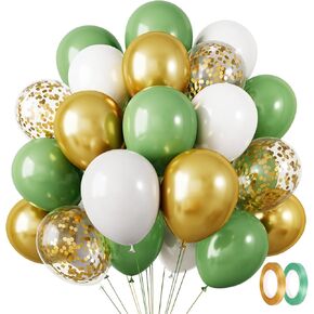 RUBFAC 80Pcs 12 Inches Gold Balloon Kit, Metallic Chrome Gold Party Balloons with Ribbons for Birthday, Wedding, Baby Shower, Graduation Decorations