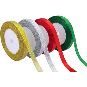 3/8 Inch 100 Yards Christmas Ribbons for Gift Wrapping Crafts