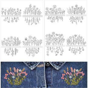 Water Soluble Embroider Pattern Stabilizer - CRASHOT 2 Sheet Stick and Stitch Embroider Paper Wash Away, Flower Floral Bird Designs, Suprise for Hand Sewing Lover
