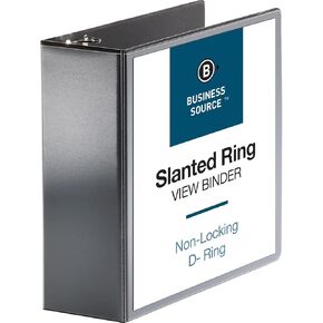 Business Source 28450 D-Ring View Binder, 4-Inch Capacity, 11x8-1/2-Inch , Black