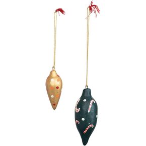 Creative Co-Op 3' H Hand-Painted Paper Mache Ornament, Multi Color, Set of 2