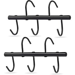 2Pcs Tack Rack with Swivel Hooks,5 Hook Portable Bridle Rack for Horse Tack Holder Stall and Fence(Black)