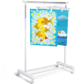 Soaoo Anchor Chart Storage Rack Adjustable Blueprint Storage Vertical Poster Holder Anchor Chart Holder with 12 Pcs Hangers for Classroom School Students Home Office Workers Supplies (Blue)