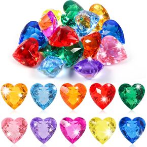 Niceup 30pcs 3D القلب الماس الغوص الأحجار الكريمة لعيد الحب الجيد حقيبة الحشو 1.57in اللعب الصغيرة عيد الفصح البيض الكريستال الاكريليك شكل قلب الأحجار الكريمة لفصل الصيف السباحة التدريب حمام السباحة