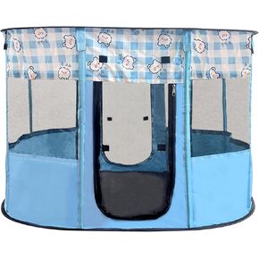 Portable Pet Playpen, Foldable Collapsible Cats Exercise Enclosure Kennel Tents Cat Delivery Isolation Room Dog Crates House Great for Indoor Outdoor Travel Use Pets Kitten Rabbit(Large,Blue)