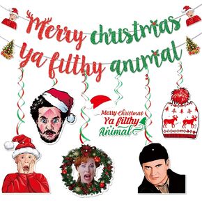 Merry Christmas Ya Filthy Animal Banner Christmas Party Decorations Merry Christmas Banner Home Alone Christmas Decorations Funny Christmas Party Decorations Christmas Party Supplies