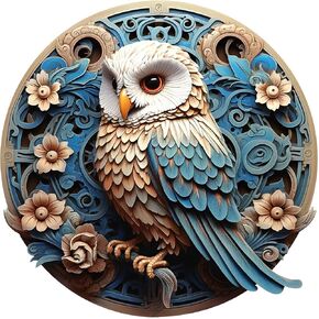 Wooden Puzzles for Adults, Owl Wooden Jigsaw Puzzle, Irregular Animal Shaped Wood Cut Puzzles, Family Challenge Game, Colorful Wall Decor