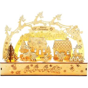 3D Wooden Puzzles for Adults 35pcs LED Light Xmas Theme DIY Wooden Assembly Kit for Teens Kids Home Decor
