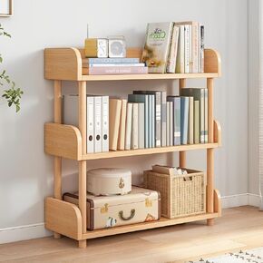 3-Tier Wooden Open Bookcase - Modern Display Bookshelf with Top Edge and Solid Wood Frame for Home and Office, Storage Cabinet, Warm White