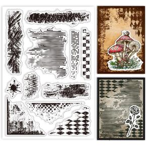 GLOBLELAND Vintage Texture Background Clear Stamps for Cards Making Retro Mark Background Silicone Clear Stamp Seals Transparent Stamps for DIY Scrapbooking Photo Album Journal