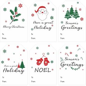 joycraft Christmas Gift Stickers, Christmas Name Tags Stickers, 120Pcs White Christmas Stickers, 2"x3" Large Stickers for Gift, Holiday Decor, Christmas Party(C)