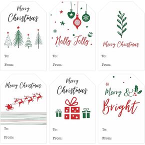 joycraft Christmas Gift Stickers, Christmas Name Tags Stickers, 120Pcs White Christmas Stickers, 2"x3" Large Stickers for Gift, Holiday Decor, Christmas Party(C) in Kuwait