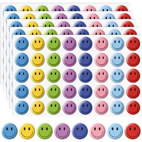 200Pcs Happy Smile Face 3D Dome Stickers, Mini Happy Face Decal Round Colorful Smile Incentive Reward Homework Behavior Chart Stickers for Students Teachers Classroom Supplies