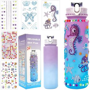 Gifts for Girls, Decorate Your Own Water Bottle Kits for Girls 4-12, Girls Water Bottle, Gem Stickers DIY Arts and Crafts Kits Supplies for Girls, Birthday Gifts for Girls, Christmas Stocking Stuffers