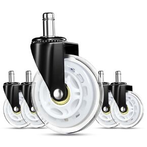 RidRed Office Chair Wheels - Replacement Rubber Wheels - Universal Fit 3 Inch Chair Casters, Heavy-Duty Chair Wheels, Noise Free, Fits 98% Chair, for All Floor (5)