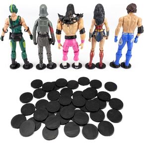 56PCS Action Figure Display Stand with 120PCS Adhesive, Figure Toy Organizer Accessories Bases No Pegs, Fit for All Figures Such as Star Was Black Series/Gi Jeo/Marvel Legends etc., Clear Round