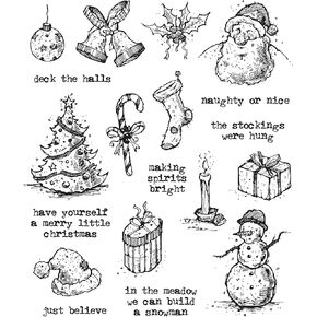 Stampers Anonymous Tattered Christmas Tim Holtz Cling Stamps, 7" x 8.5"