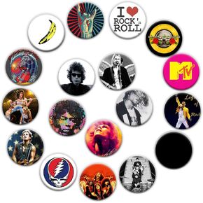 Rock Band Button Pin Set(18 Pack,1.5 INCH) Music Punk Rock and Roll 80s Decoration Gifts Merch Party Supplies Button for Accessories Art DIY Crafts Decor