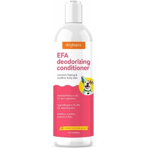 Essential Fatty Acid (EFA) Deodorizing Conditioner for Dogs and Pets (12oz) – Cherry Blossom Scent | Soothing Conditioner Rich With Moisturizing Emollients | Tearless, Soapless & Alcohol-Free