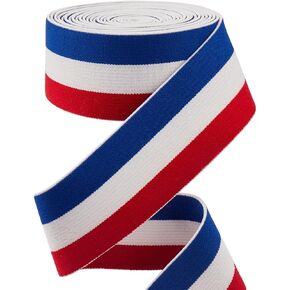 GORGECRAFT 4.7 Yards 1.57" Wide Red Blue White Striped Double-Side Twill Elastic Band Waistband Flat Stretchy Webbing Sewing Knitting Strap Trim Ribbon for DIY Craft Waistband Independence Day