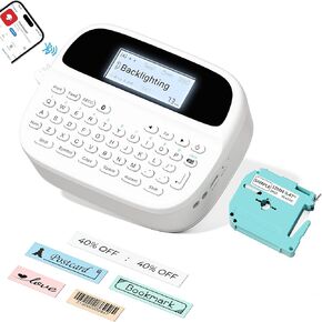 M950 Label Maker Machine with-Tape Waterproof, Rechargeable Handheld Label Maker with Keyboard, Bluetooth Portable Label Maker with Backlit Screen, Labeler for School Supplies