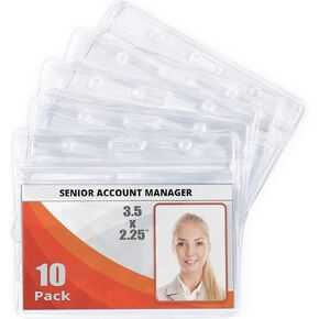 Mifflin-USA Horizontal ID Name Badge Holder (Clear, 3.5x2.25 Inches, 100 Pack), Waterproof and Resealable Plastic Card Holders