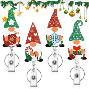 Winter Badge Reel Holder Retractable Nurse Badge Reel Bling Glitter Holiday Badge Reels Cute Acrylic Id Name Badge Holder with Alligator Clip for Office Nurses Doctors (Snowflake)