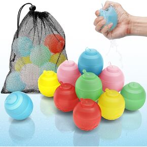 Newluck 15 PCS Reusable Water Balloon for Kid, Water Balloon Quick Fill Self Sealing for Pool Beach Bath, Outdoor Water Toy Refillable Water Balloon Bulk for Summer Water Game Activities in Backyard